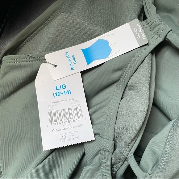 One Piece Bathing Suit Sexy Plunging Neck Tie-Back Swimsuit Olive Green Large - Picture 6 of 10